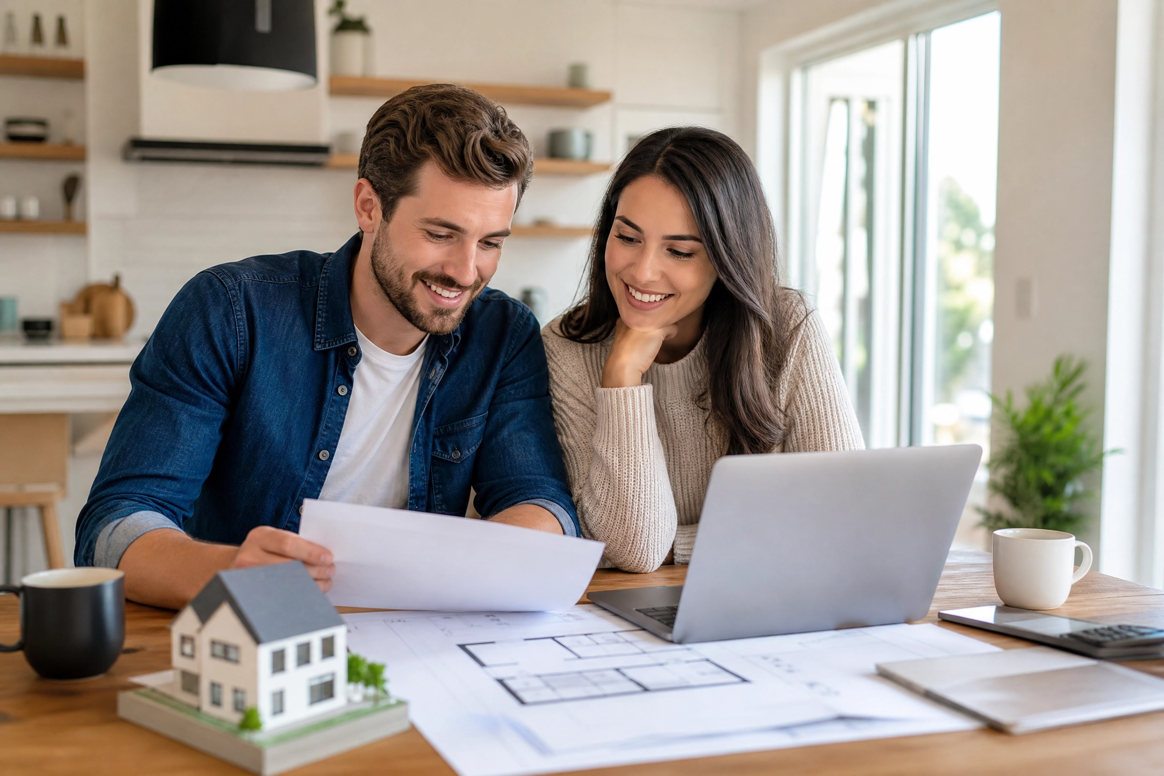 Couple reviewing mortgage documents