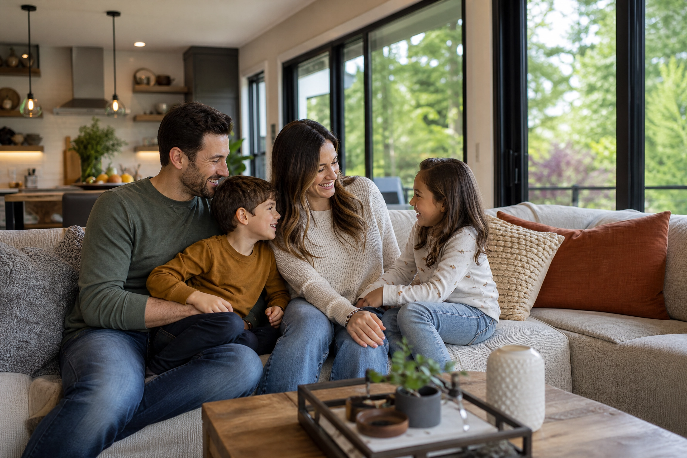 Family together in their living room